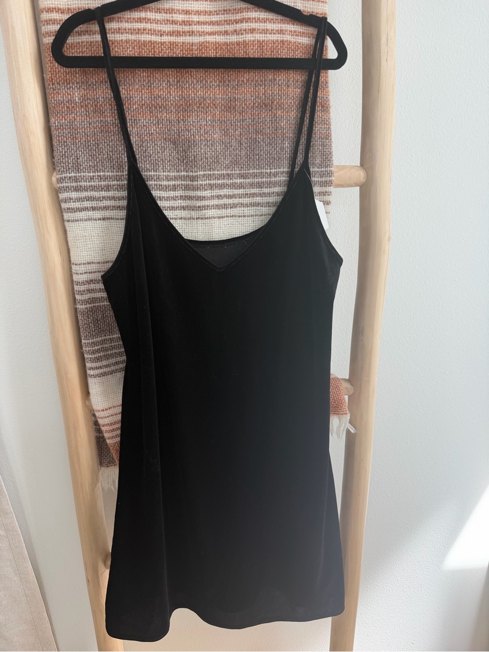 Black V-Neck Velvet Dress- Women